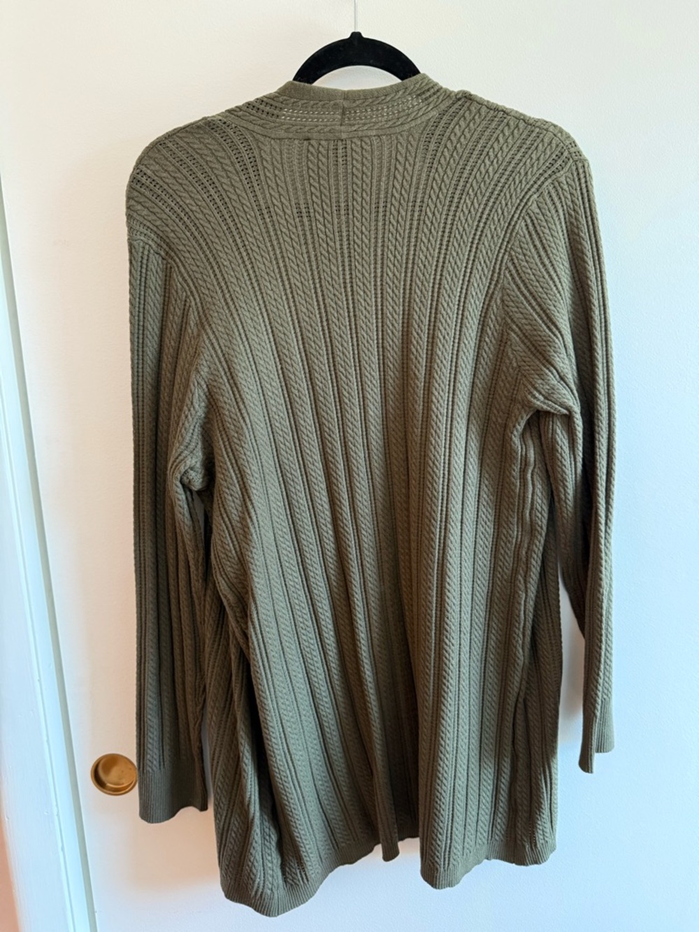 Cyrus Olive Ribbed Open-Front Cardigan - Picture 3 of 4